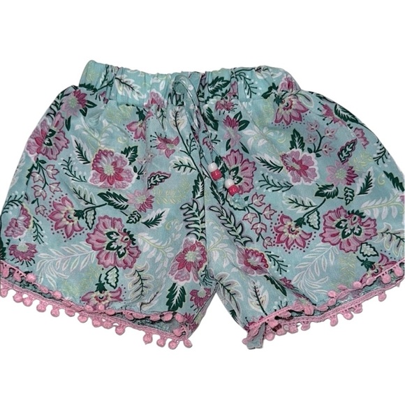 Floral little girls Shorts in Green and Pink size 3T - Picture 1 of 4